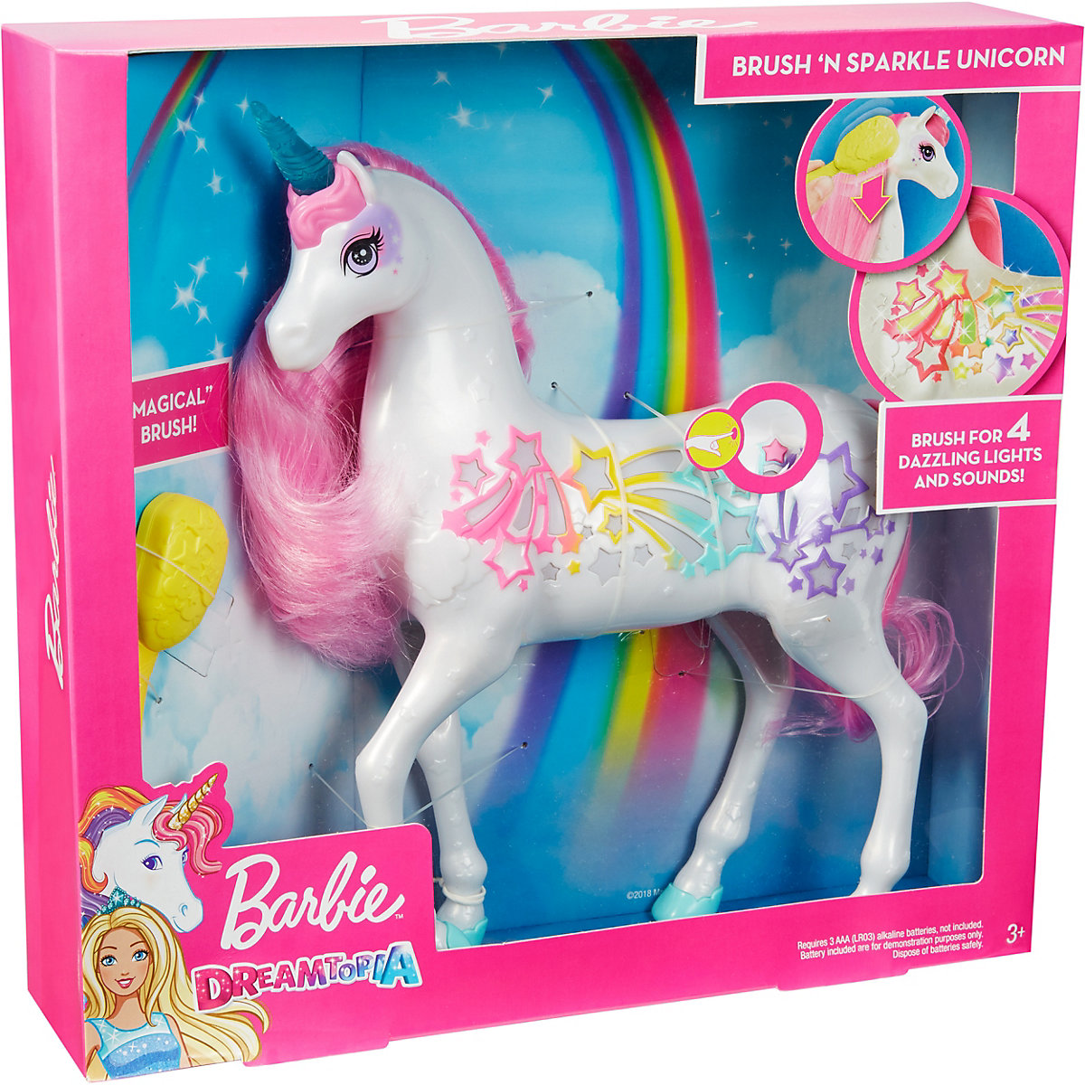 Mattel Barbie Dreamtopia Rainbow Kingdom Magical Hair Game Unicorn, Horse Toys