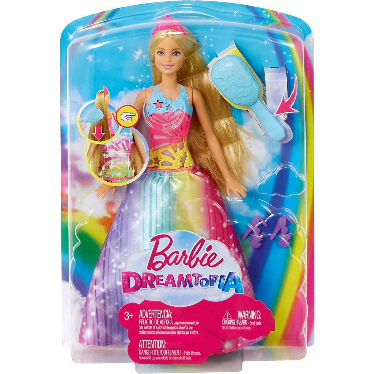 Mattel Barbie Dreamtopia Rainbow Kingdom Magical Hair Game Princess (blondýnka)