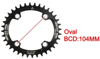 EKFAN Oval 32T Převodník  černý 104BCD