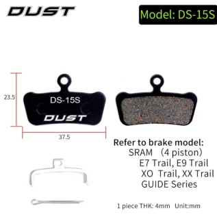 DUST SRAM Brzdové destičky DS-15  E7 Trail, E9 Trail, XX Trail, XO Trail