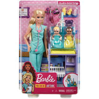 Mattel Barbie panenka s pediatrem (blond) a hrací set
