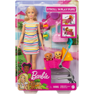 Mattel Barbie (blond) sada na hraní s kočárkem