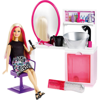 Mattel Barbie Salón krásy se třpytkami blond