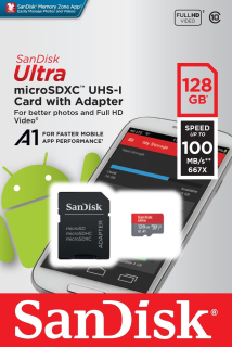 SanDisk 128GB Ultra 667x 100MB/s Class 10 UHS-I A1 Micro SD SDXC